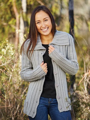 448 8 Ply - Ribbed Collared Cardigan