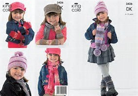 3426 DK - Children's Scarves, Legwarmers, Wrist Warmers, Mitts and Hat