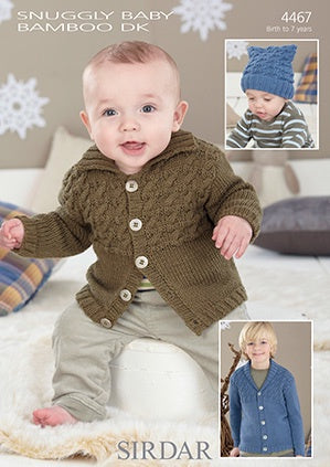 4467 Snuggly Baby Bamboo DK - Cardigans and T-Bag Hat